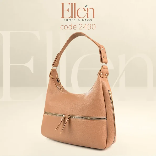 شنطة هوبو إيلين – جلد محبب فاخر | Ellen Shoes & Bags موديل 2490