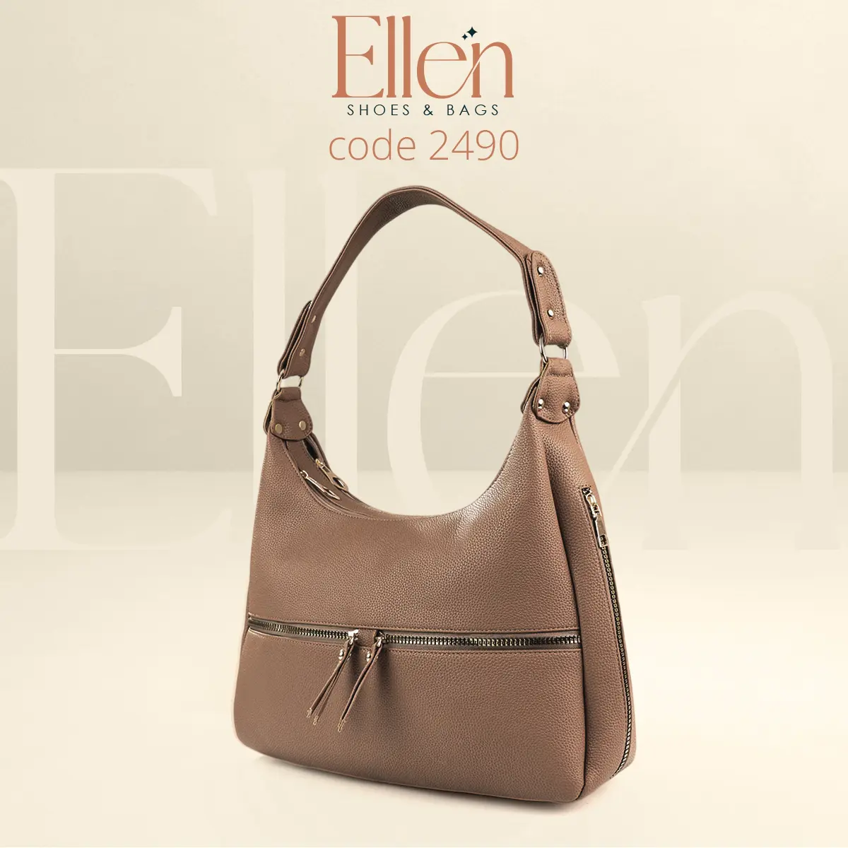 E2490CF0 شنطة هوبو إيلين – جلد محبب فاخر | Ellen Shoes & Bags موديل 2490