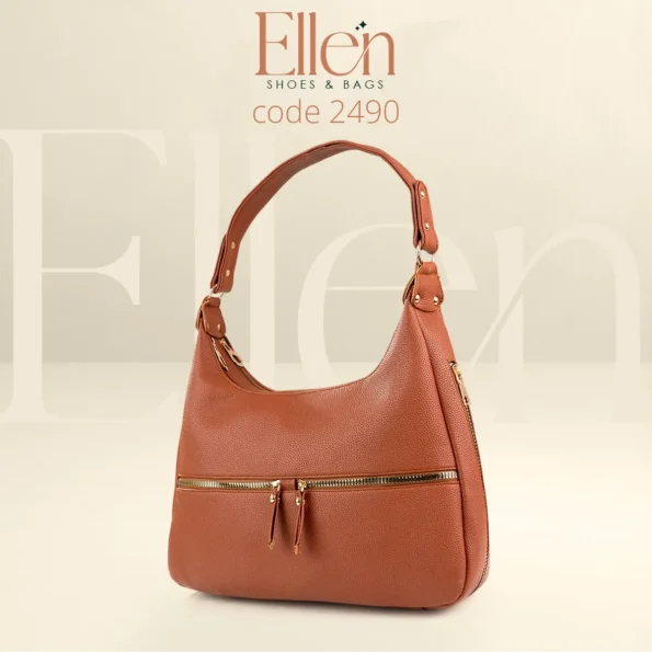 شنطة هوبو إيلين – جلد محبب فاخر | Ellen Shoes & Bags موديل 2490
