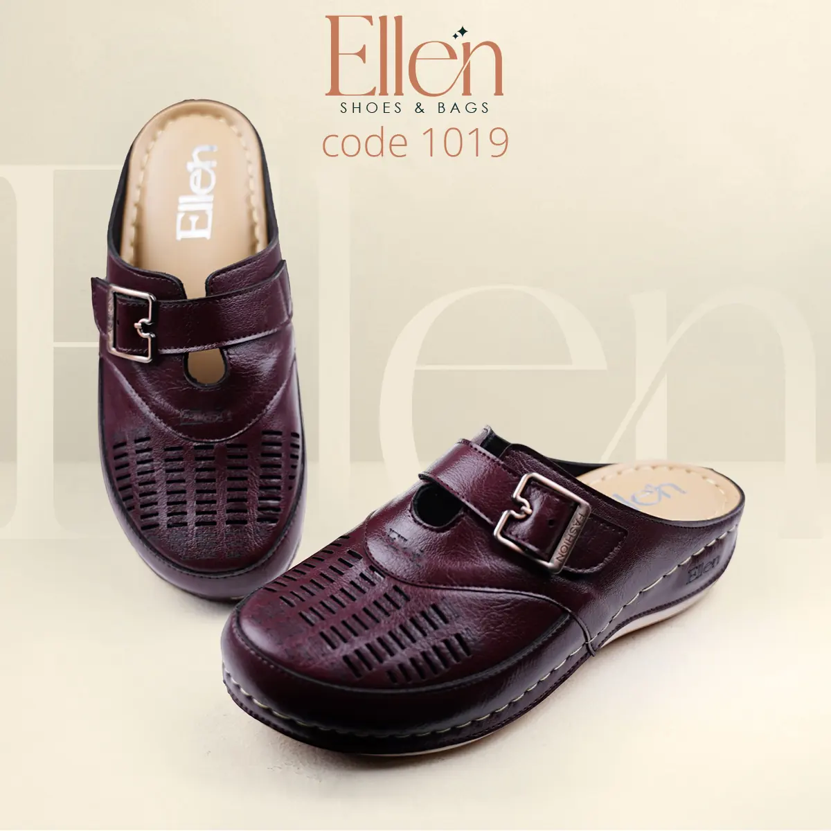 E1019BU_1 سابو طبي حريمي نبيتي جلد مستورد من إيلين كود 1019