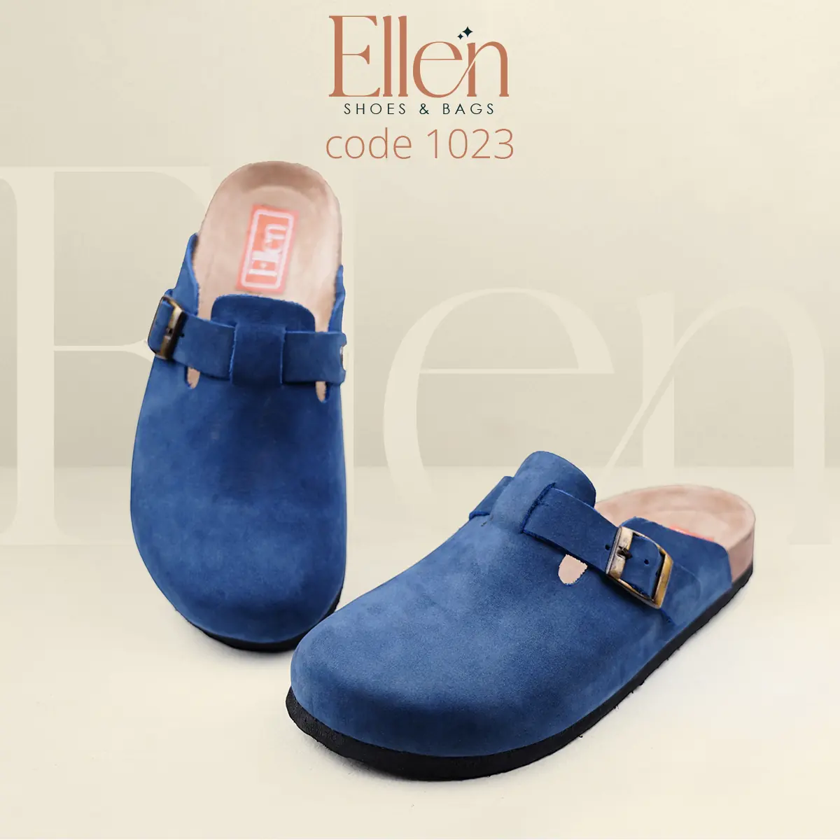 E1023NV_1 سابو حريمي جلد طبيعي كحلي بإبزيم معدني كود 1023